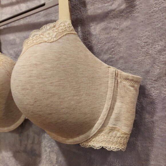 Ambrielle 42D Bra Organic Cotton Demi Underwire covertable straps jersey tan - Picture 6 of 16